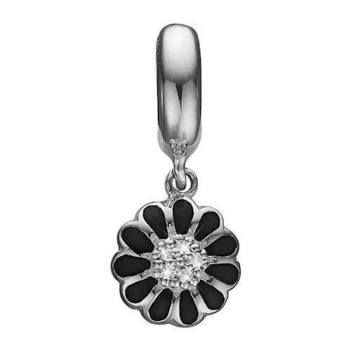 Image of Black Marguerite Hanger 925 sterling sølv Collect sølvarmbånds charm smykke fra Christina Collect